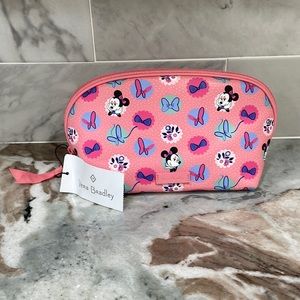 BNWT Vera Bradley Disney Minnie's Garden Dots Clamshell Cosmetic Bag Pink Mouse